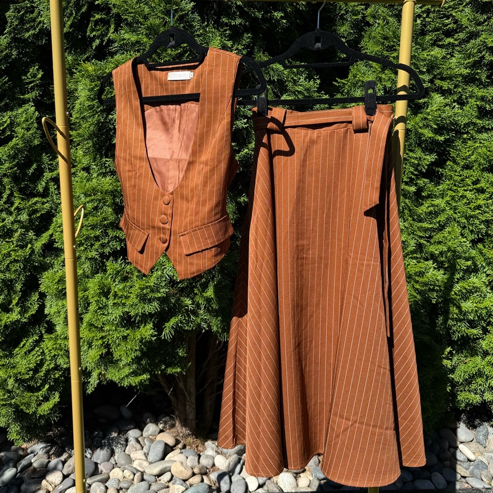 Brown Pinstripe Set by [Brand]